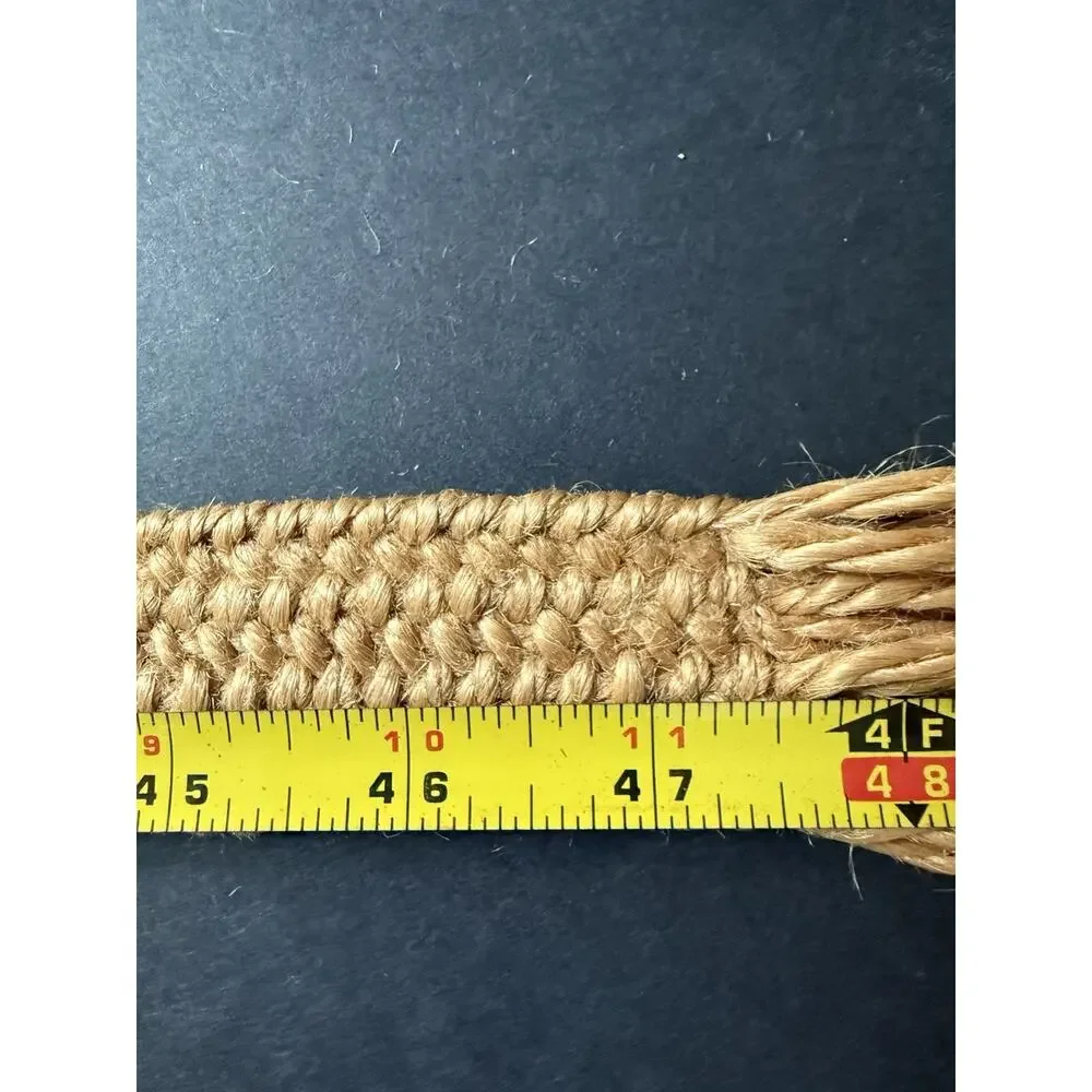 Braided Raffia Womens Tassel Belt Size 42-44 Brown Wrap Boho Festival Hippie